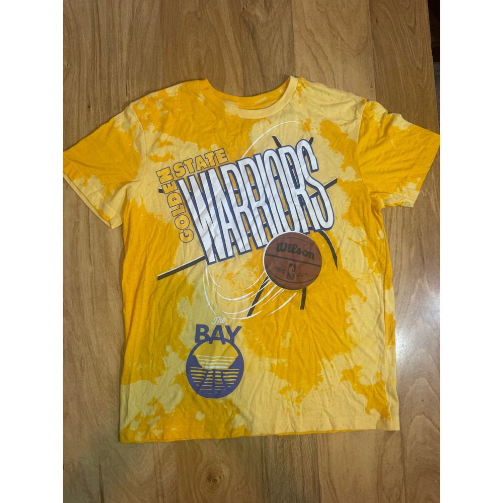 NBA Golden State Warriors Tie Dye Graphic T-Shirt Mens Small Yellow The Bay